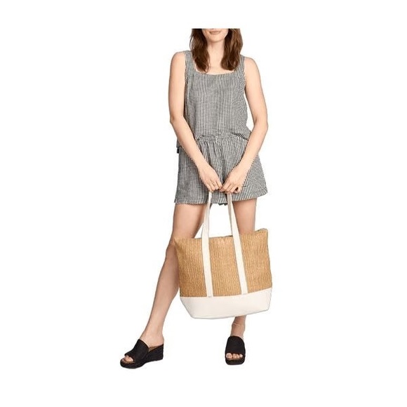 NWT Show Me Your MuMu Natural and White Straw Tote - Picture 7 of 13